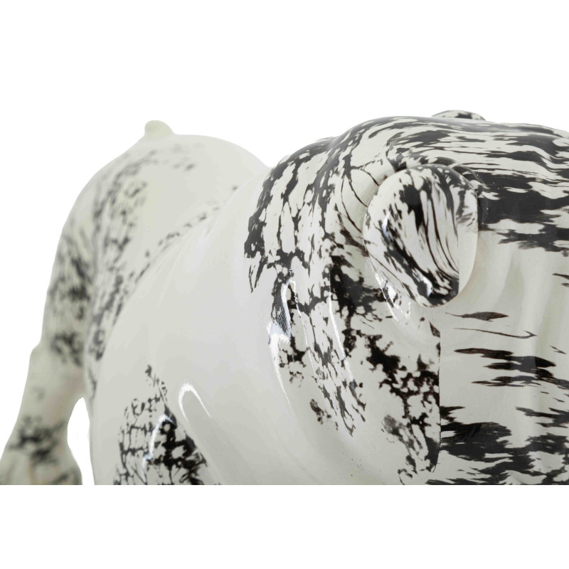 Statue bouledogue décorative noir blanc 38 cm Okinawa Mauro Ferretti - 5