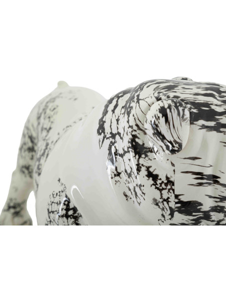 Statue bouledogue décorative noir blanc 38 cm Okinawa Mauro Ferretti - 5