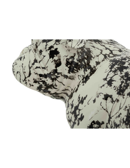 Statue bouledogue décorative noir blanc 38 cm Okinawa Mauro Ferretti - 6