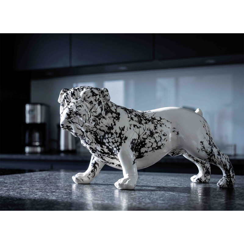 Statue bouledogue décorative noir blanc 38 cm Okinawa Mauro Ferretti - 7