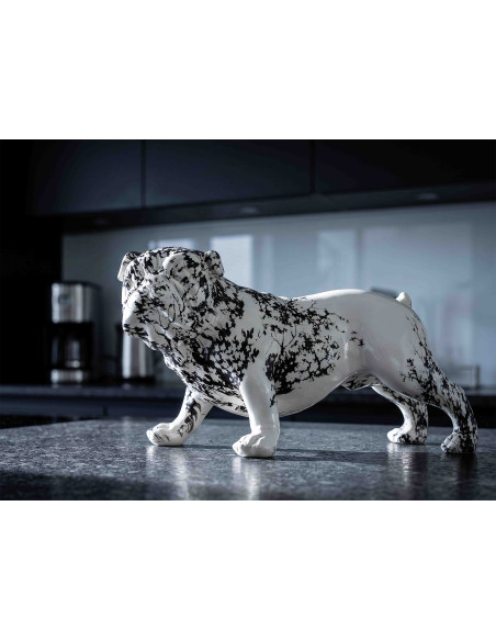 Statue bouledogue décorative noir blanc 38 cm Okinawa Mauro Ferretti - 7