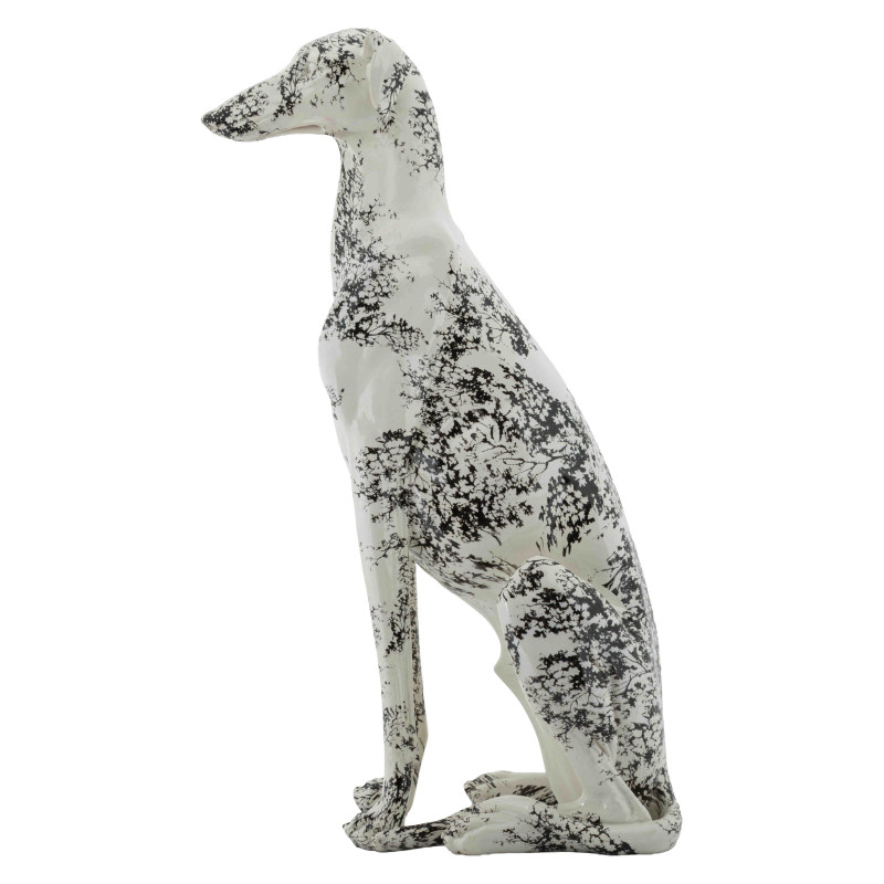 Statue chien décorative noir blanc 78 cm Okinawa Mauro Ferretti - 2