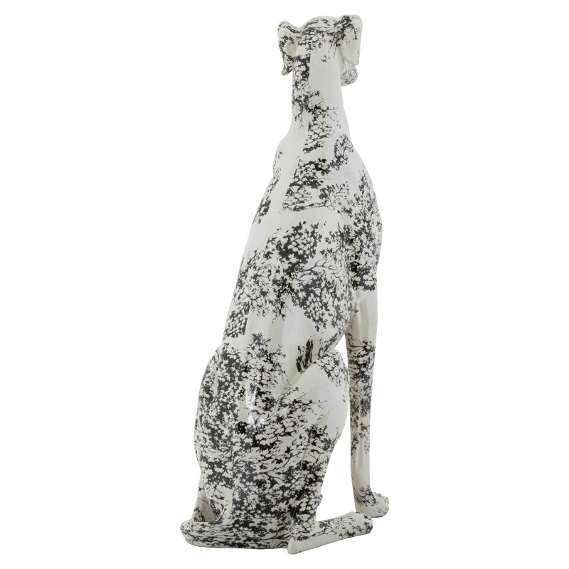 Statue chien décorative noir blanc 78 cm Okinawa Mauro Ferretti - 3