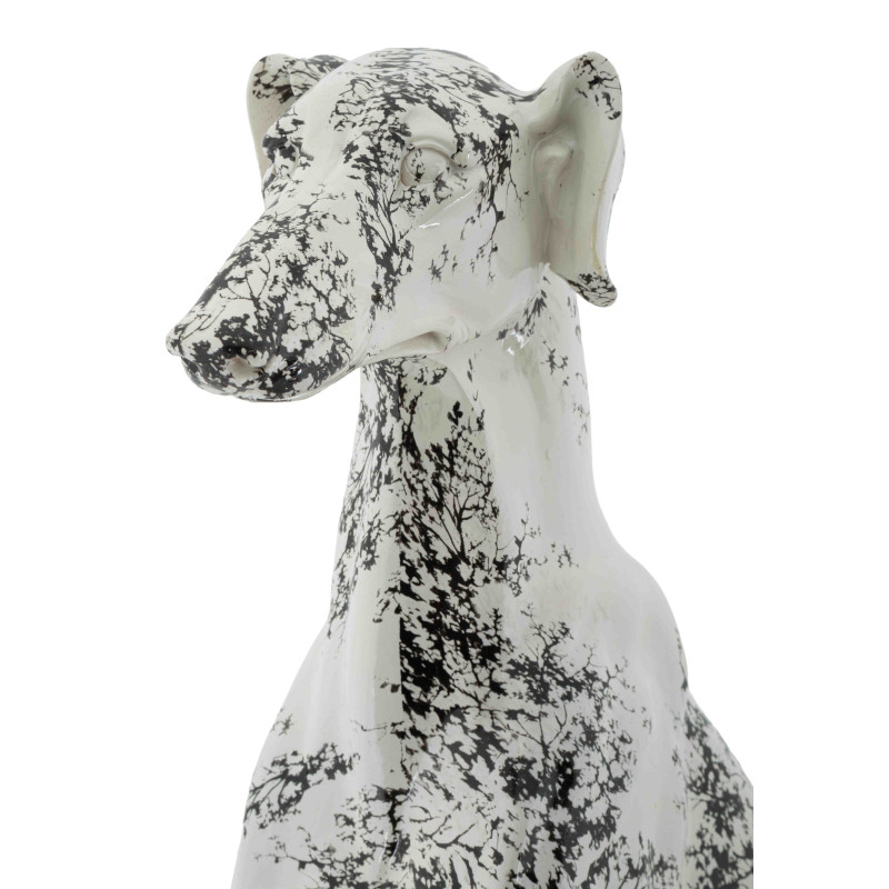 Statue chien décorative noir blanc 78 cm Okinawa Mauro Ferretti - 4