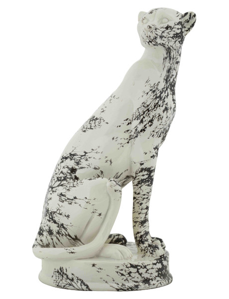 Statue léopard décorative noir blanc 42 cm Okinawa Mauro Ferretti - 1