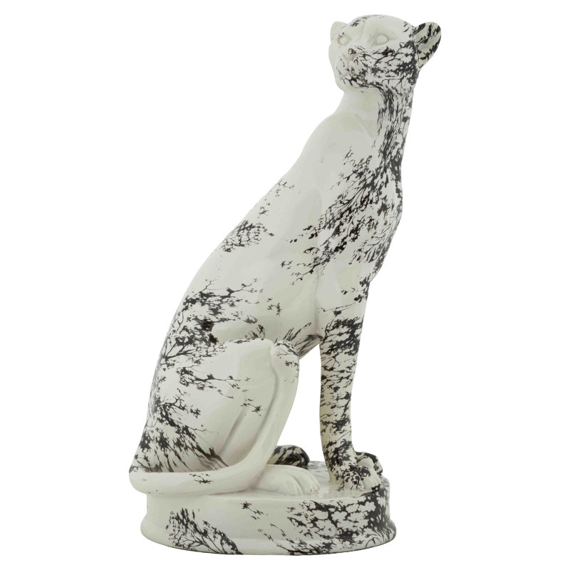 Statue léopard décorative noir blanc 42 cm Okinawa Mauro Ferretti - 1