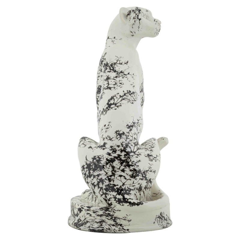 Statue léopard décorative noir blanc 42 cm Okinawa Mauro Ferretti - 3