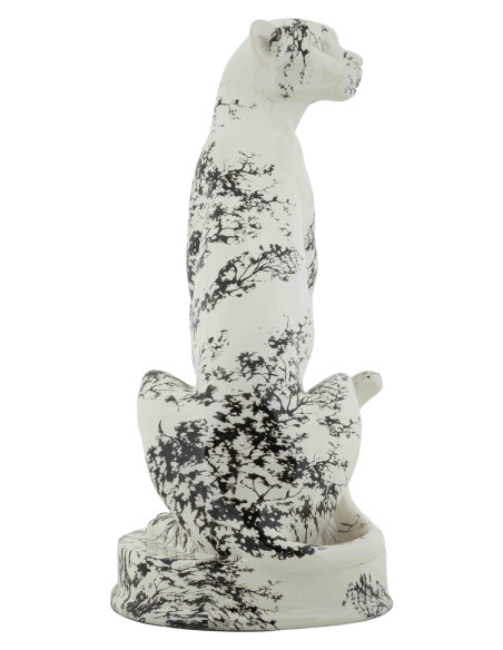 Statue léopard décorative noir blanc 42 cm Okinawa Mauro Ferretti - 3