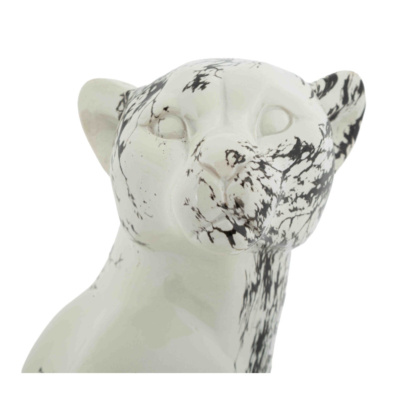 Statue léopard décorative noir blanc 42 cm Okinawa Mauro Ferretti - 4