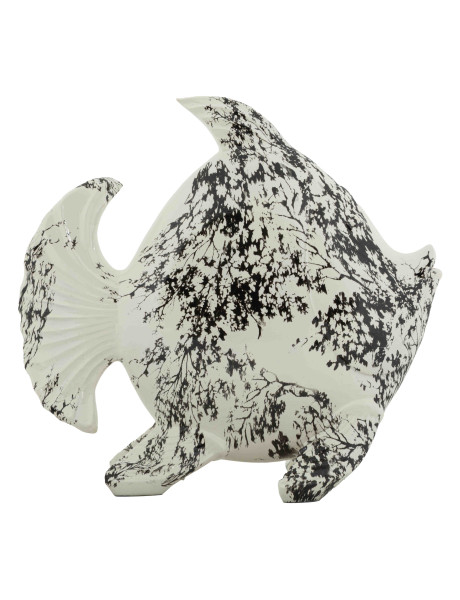 Statue poisson déco noir blanc 34 cm Okinawa Mauro Ferretti - 1