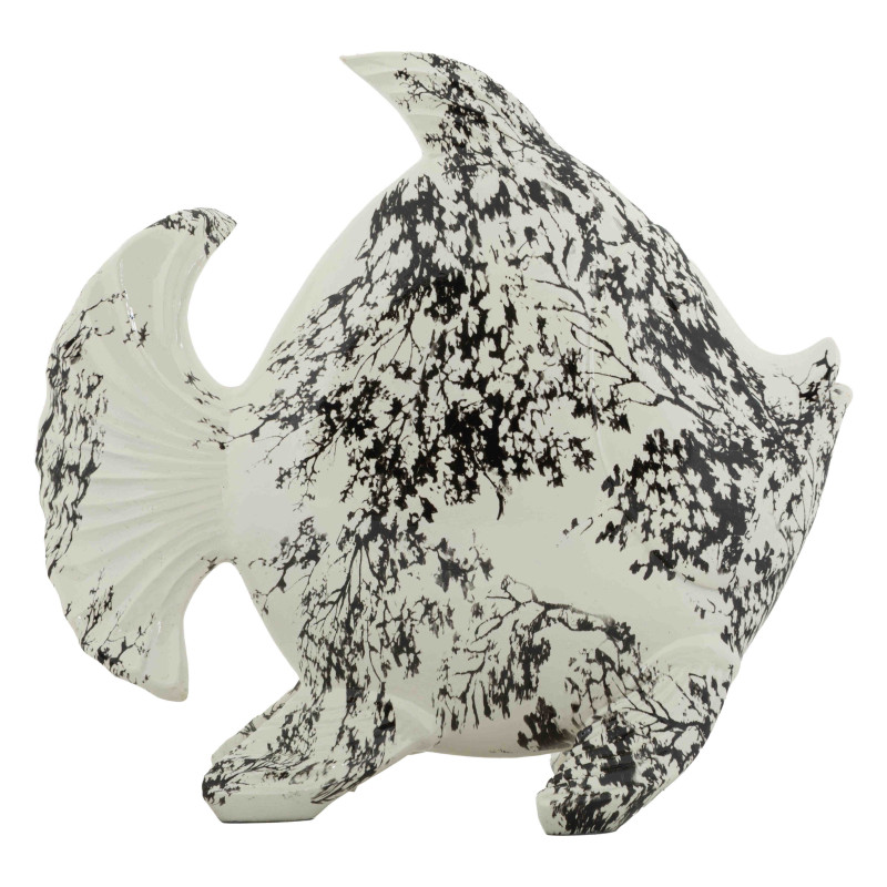 Statue poisson déco noir blanc 34 cm Okinawa Mauro Ferretti - 1