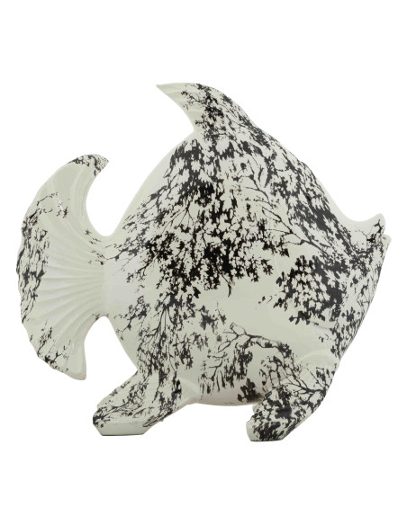 Statue poisson déco noir blanc 34 cm Okinawa Mauro Ferretti - 1