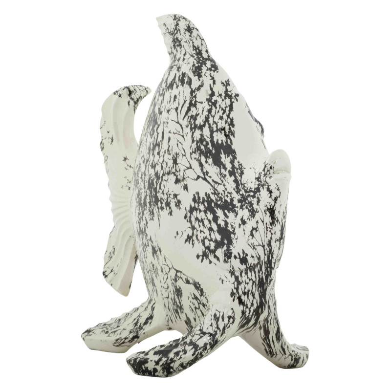 Statue poisson déco noir blanc 34 cm Okinawa Mauro Ferretti - 2