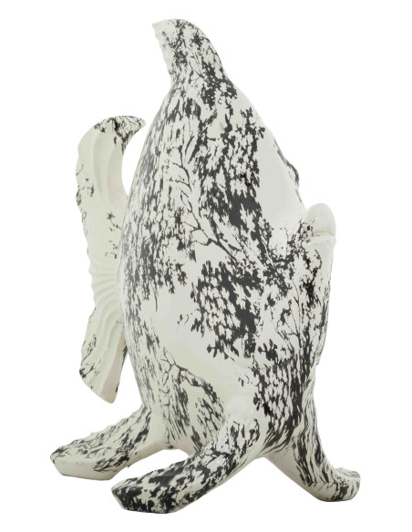 Statue poisson déco noir blanc 34 cm Okinawa Mauro Ferretti - 2