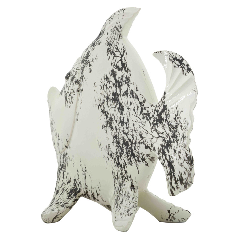 Statue poisson déco noir blanc 34 cm Okinawa Mauro Ferretti - 4