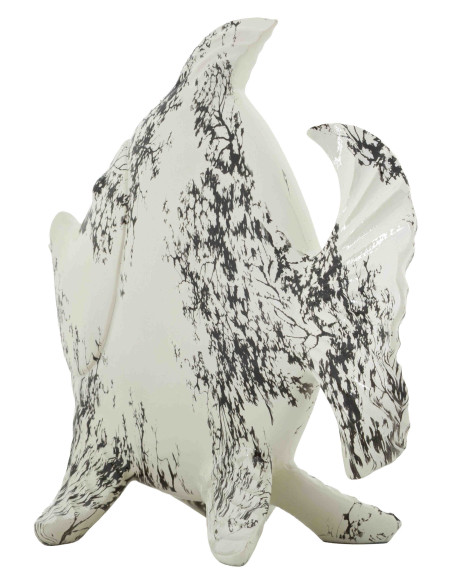 Statue poisson déco noir blanc 34 cm Okinawa Mauro Ferretti - 4