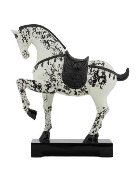 Statuette cheval cabré noir blanc 34 cm Okinawa Mauro Ferretti - 1