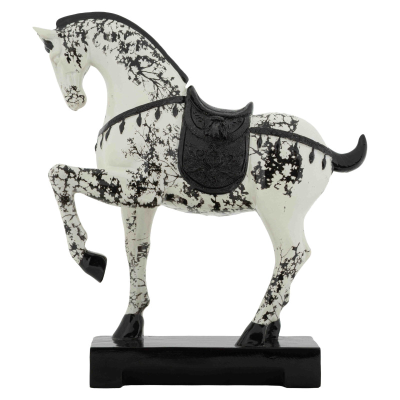 Statuette cheval cabré noir blanc 34 cm Okinawa Mauro Ferretti - 1