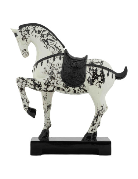Statuette cheval cabré noir blanc 34 cm Okinawa Mauro Ferretti - 1