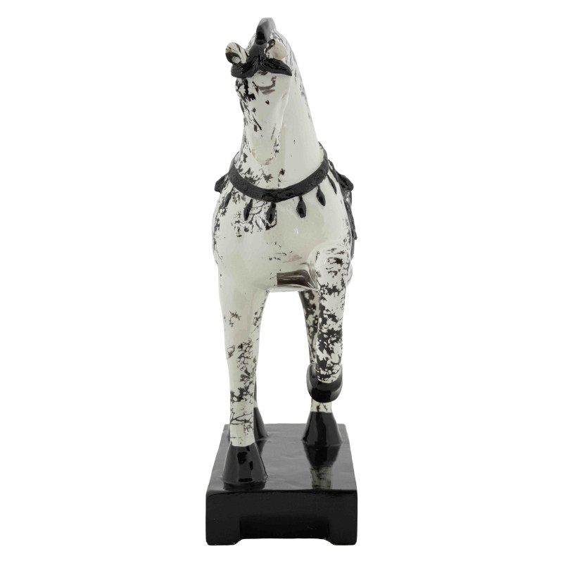 Statuette cheval cabré noir blanc 34 cm Okinawa Mauro Ferretti - 2