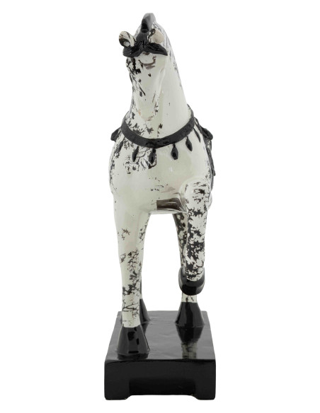 Statuette cheval cabré noir blanc 34 cm Okinawa Mauro Ferretti - 2