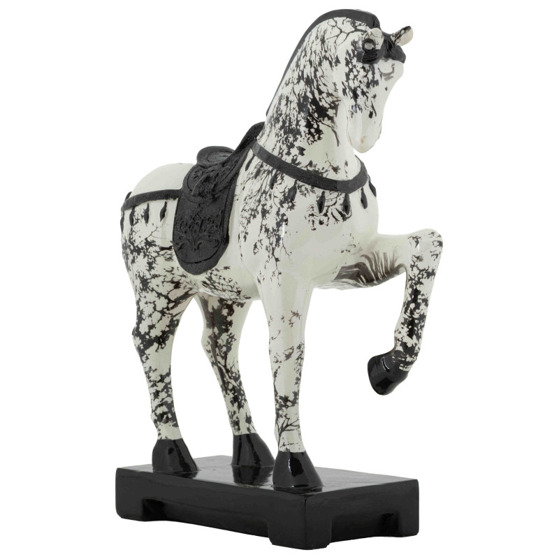 Statuette cheval cabré noir blanc 34 cm Okinawa Mauro Ferretti - 3