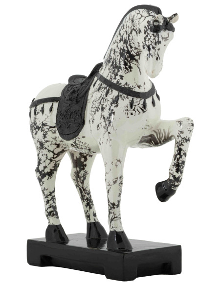Statuette cheval cabré noir blanc 34 cm Okinawa Mauro Ferretti - 3