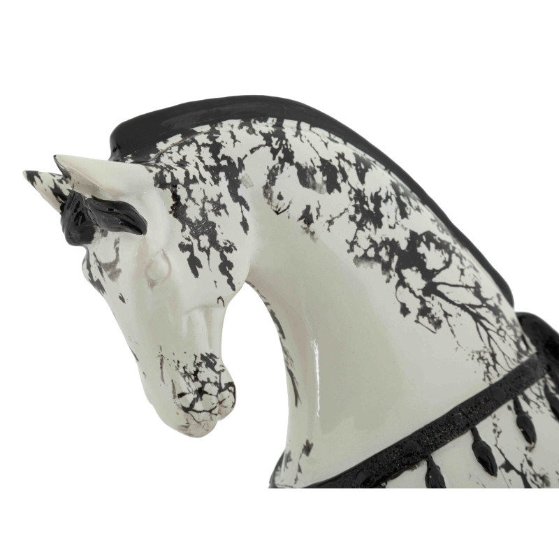 Statuette cheval cabré noir blanc 34 cm Okinawa Mauro Ferretti - 4