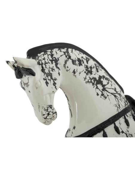 Statuette cheval cabré noir blanc 34 cm Okinawa Mauro Ferretti - 4