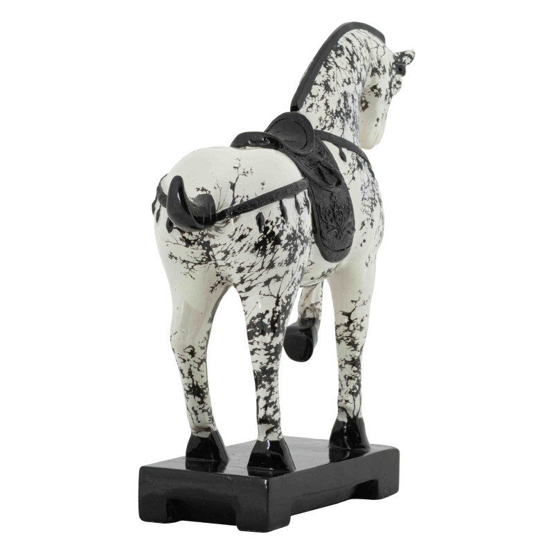 Statuette cheval cabré noir blanc 34 cm Okinawa Mauro Ferretti - 6