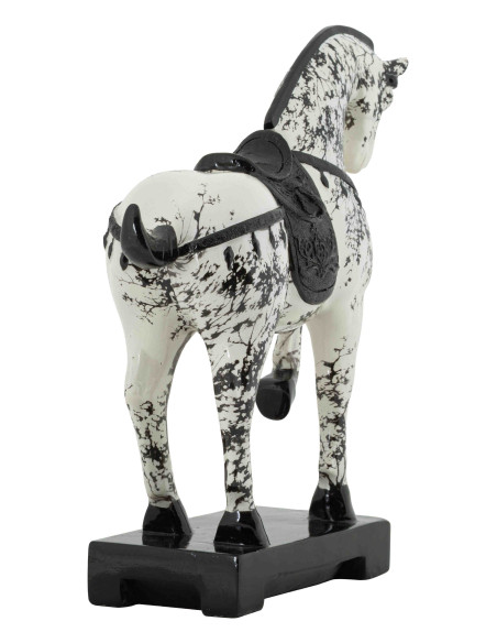 Statuette cheval cabré noir blanc 34 cm Okinawa Mauro Ferretti - 6