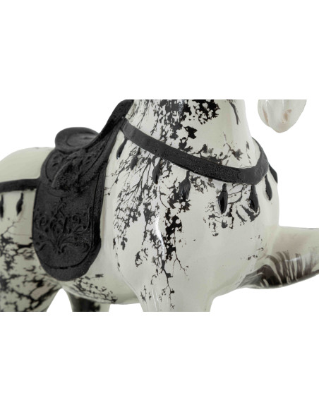 Statuette cheval cabré noir blanc 34 cm Okinawa Mauro Ferretti - 7