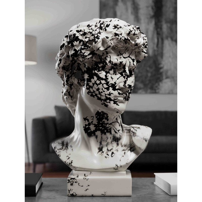 Buste décoratif antique noir blanc 30 cm Okinawa Mauro Ferretti - 7