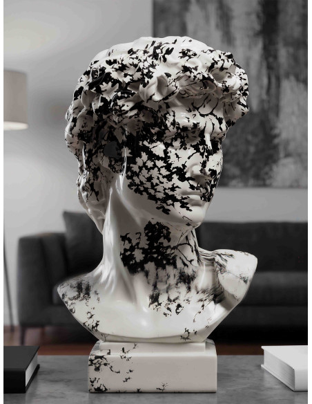Buste décoratif antique noir blanc 30 cm Okinawa Mauro Ferretti - 7