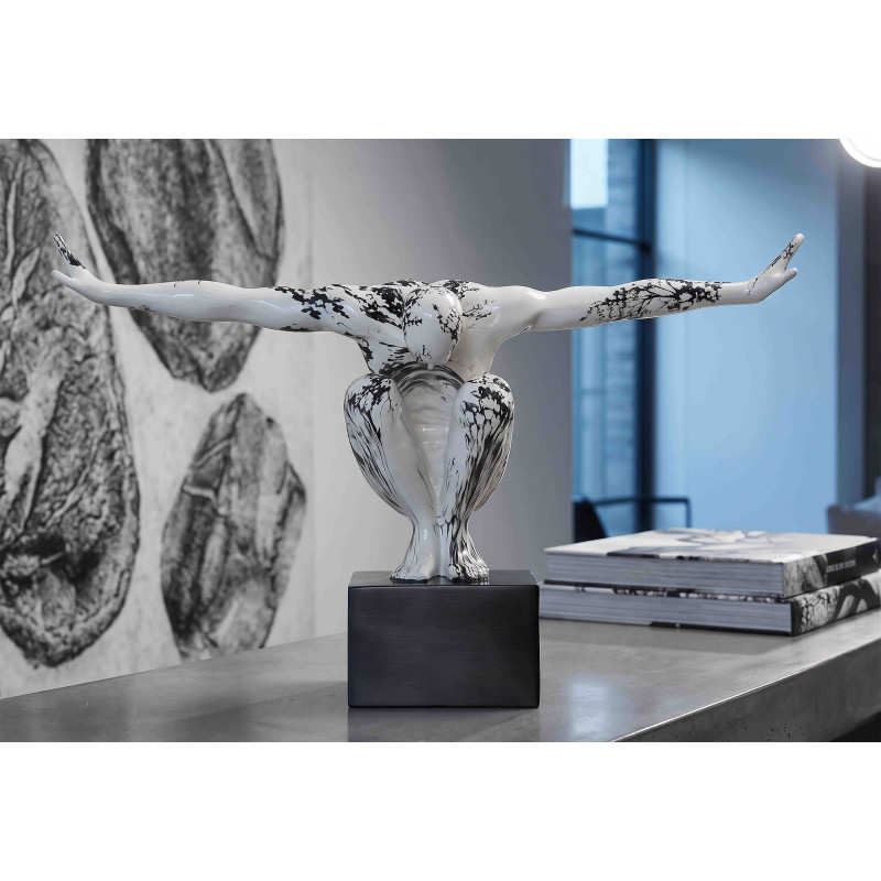 Sculpture gymnaste déco noir blanc 50 cm Okinawa Mauro Ferretti - 7