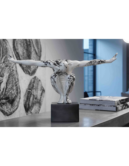 Sculpture gymnaste déco noir blanc 50 cm Okinawa Mauro Ferretti - 7