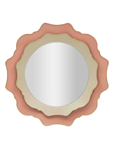 Miroir mural rond rose crème 95x95x7 cm Elizabeth Mauro Ferretti - 1