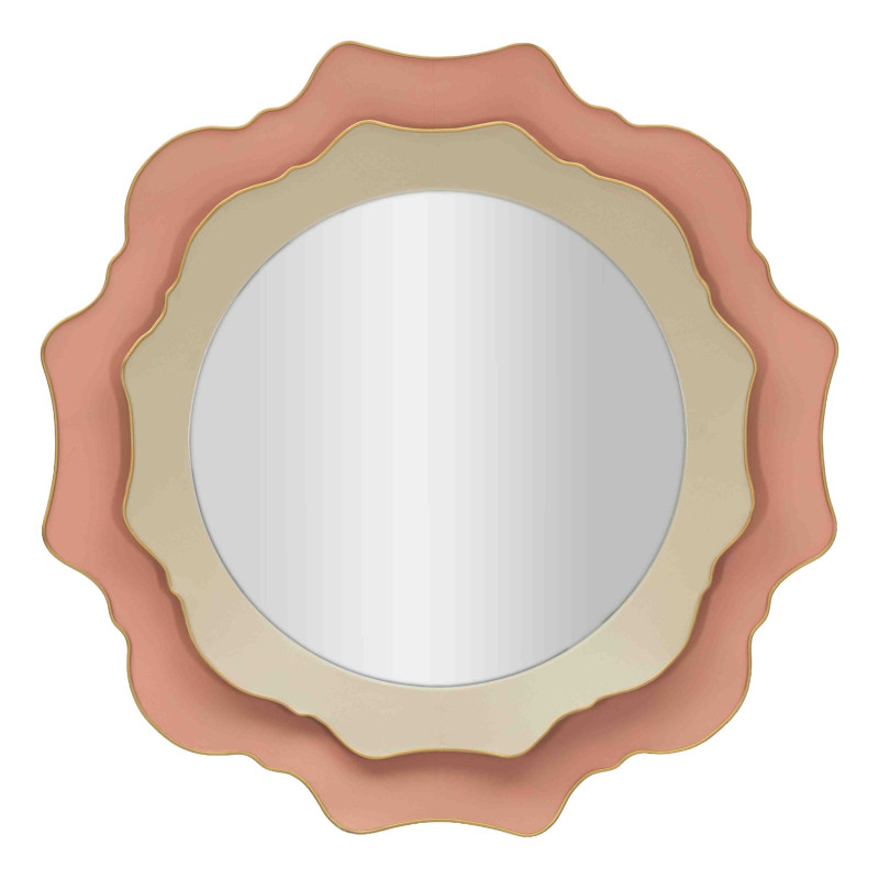Miroir mural rond rose crème 95x95x7 cm Elizabeth Mauro Ferretti - 1