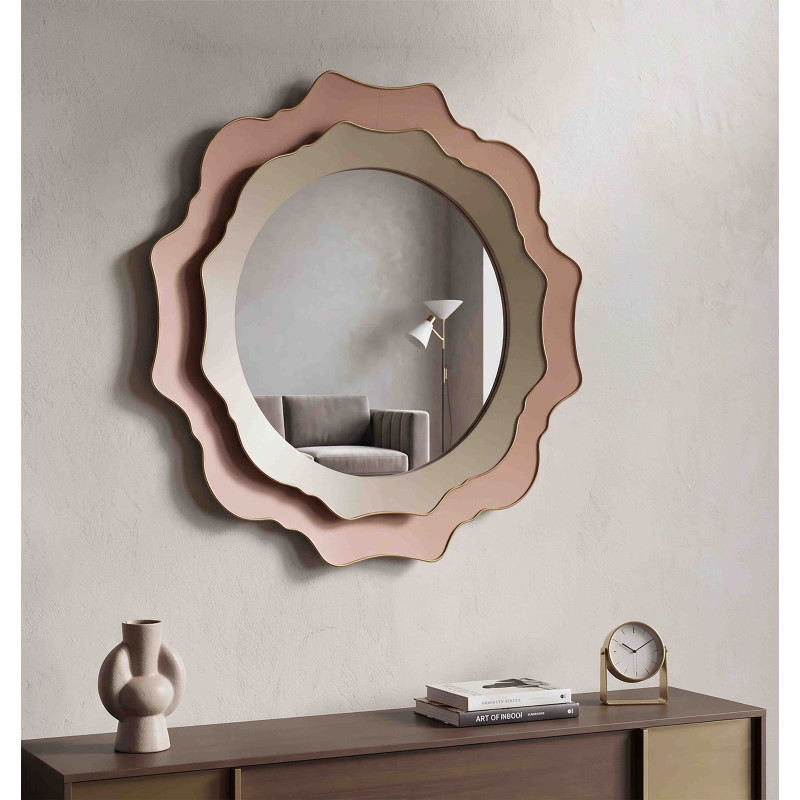 Miroir mural rond rose crème 95x95x7 cm Elizabeth Mauro Ferretti - 2