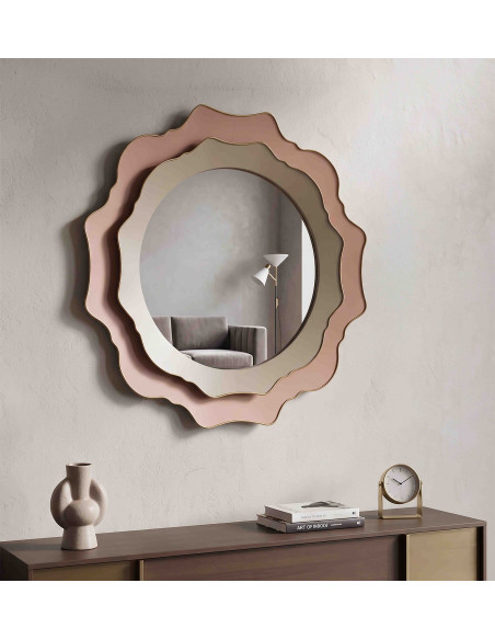 Miroir mural rond rose crème 95x95x7 cm Elizabeth Mauro Ferretti - 2