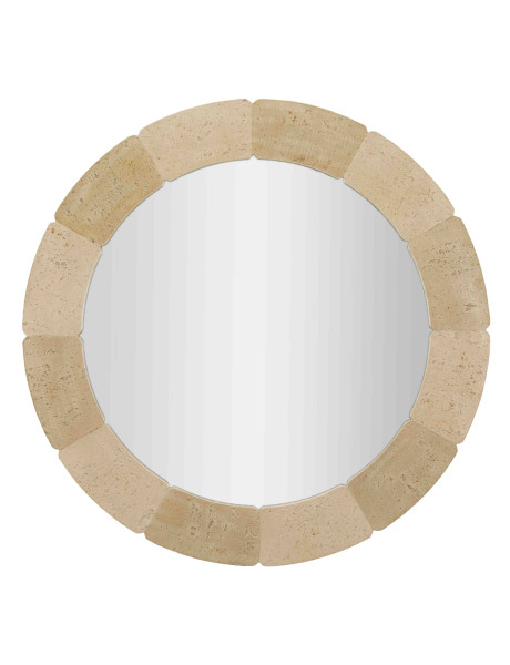 Miroir mural rond effet pierre beige polyrésine 90x90x2,5 cm Sculpted Stone Mauro Ferretti - 1