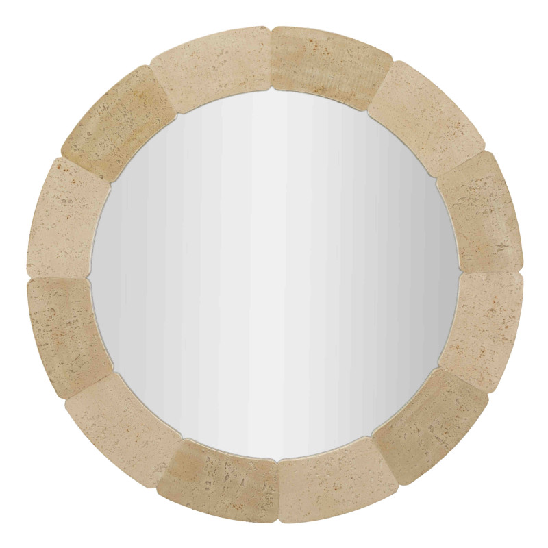 Miroir mural rond effet pierre beige polyrésine 90x90x2,5 cm Sculpted Stone Mauro Ferretti - 1