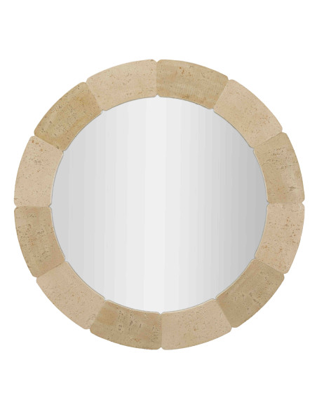 Miroir mural rond effet pierre beige polyrésine 90x90x2,5 cm Sculpted Stone Mauro Ferretti - 1