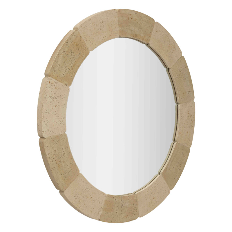 Miroir mural rond effet pierre beige polyrésine 90x90x2,5 cm Sculpted Stone Mauro Ferretti - 3