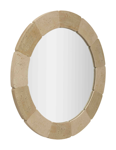 Miroir mural rond effet pierre beige polyrésine 90x90x2,5 cm Sculpted Stone Mauro Ferretti - 3
