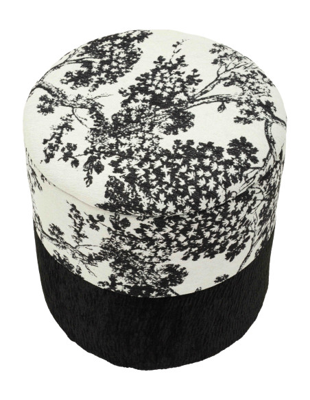 Pouf coffre rond noir et blanc polyester 40x40x42 cm Okinawa Mauro Ferretti - 3
