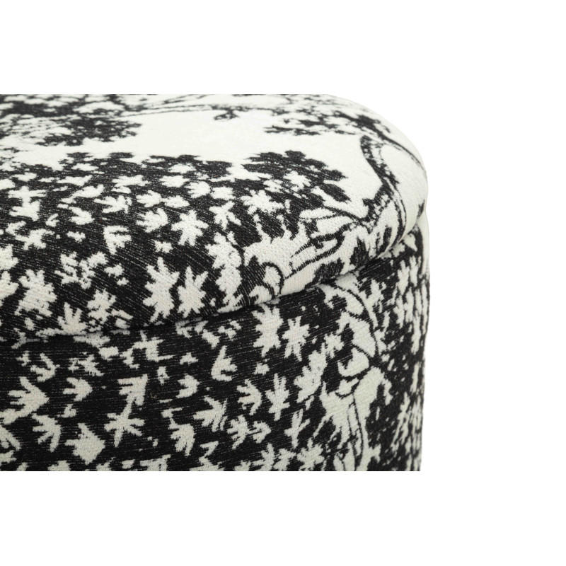 Pouf coffre rond noir et blanc polyester 40x40x42 cm Okinawa Mauro Ferretti - 6