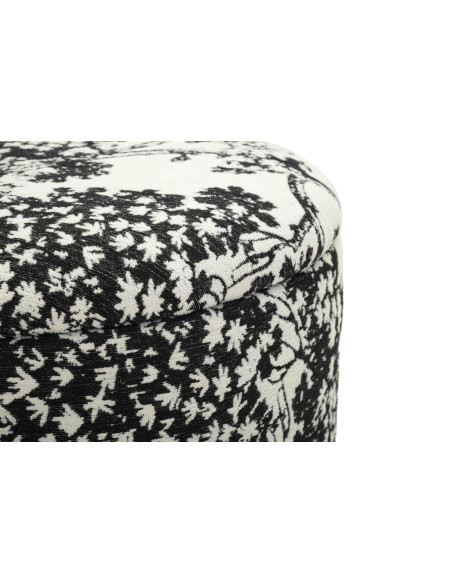 Pouf coffre rond noir et blanc polyester 40x40x42 cm Okinawa Mauro Ferretti - 6