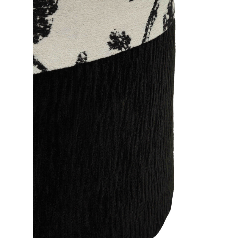 Pouf coffre rond noir et blanc polyester 40x40x42 cm Okinawa Mauro Ferretti - 8