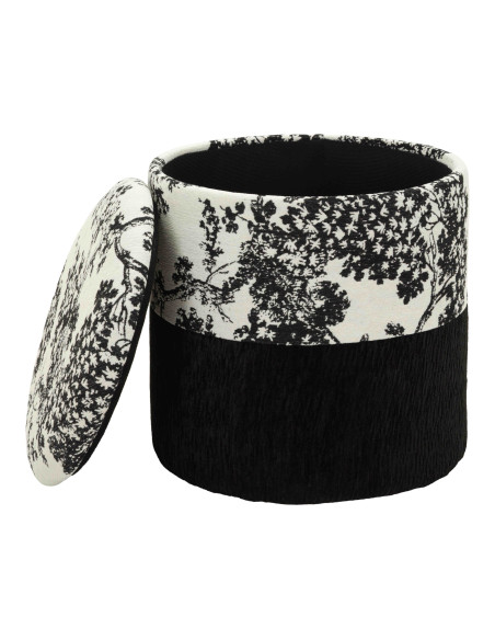 Pouf coffre rond noir et blanc polyester 40x40x42 cm Okinawa Mauro Ferretti - 4